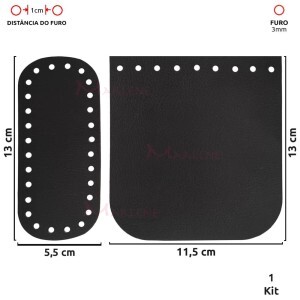 Kit fundo e tampa para bolsa de crochê pequeno em couro sintético