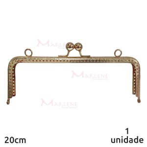 Armação fecho da vovó retangular 20cm dourado c/furo e argola RO.151255