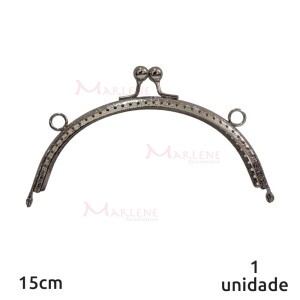 Armação fecho da vovó oval 15cm níquel c/furo e argola RO.151256