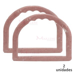 Alça para bolsa meia argola rosa perolada 7337 com 1 par