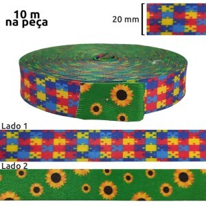 Alça dupla face 20mm estampada símbolo autísmo e defieciênais ocultas com 10m MWGE4000