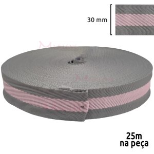 Fita chic 30mm para alça de bolsa com 25m em poliéster Bicolor