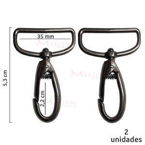 Mosquetão 35mm grafite gordo 1057 sem gatilho com 2 unidades