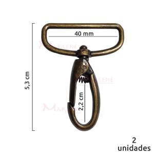 Mosquetão 40mm ouro velho gordo 1057 sem gatilho com 2 unidades