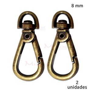 Mosquetão 8mm ouro velho gordo MS-93/8 sem gatilho com 2 unidades