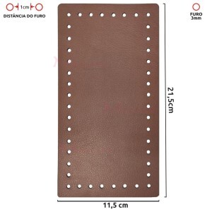 Fundo para bolsa de crochê retangular 11,5x22,5cm couro sintético