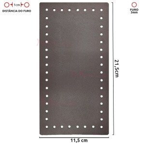 Fundo para bolsa de crochê retangular 11,5x22,5cm couro sintético
