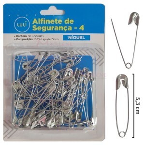 Alfinete de segurança nº4 níquel com 50 unidades Luli