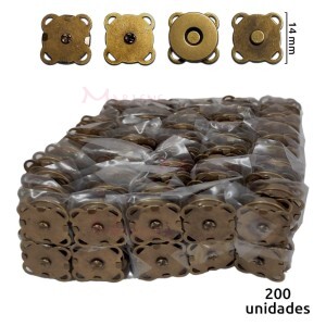 Botão imantado para costura 14mm ouro velho com 200 unidades