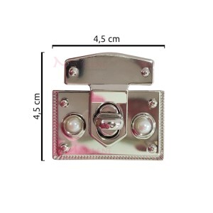 Fecho para bolsa niquel com encaixe HYSK1245 detalhe pérola com 1 unidade