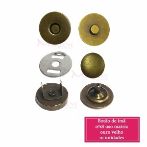 Botão de ímã 18mm com 10 ouro velho com rebite