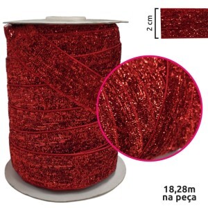 Fita metalizada lurex de 2cm com 18,28m na peça