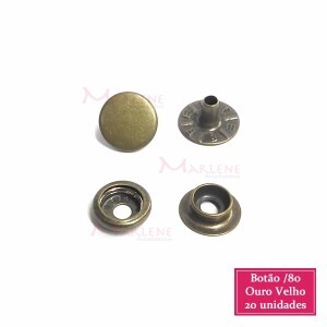 Botão de pressão nº80 (/80) com 20 ouro velho Eberle