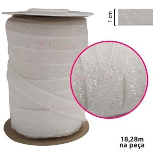 Fita metalizada lurex de 1cm com 18,28m na peça
