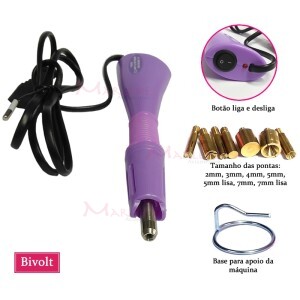 Aplicador de strass termocolante  lilás com 7 pontas
