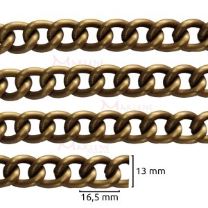 Corrente para bolsa ouro velho 13X16,5mm DVP15-3150  por metro