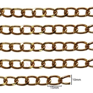 Corrente para bolsa ouro 10x15mm por metro
