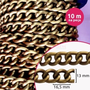 Corrente para bolsa ouro velho com 10 metros 13X16,5mm DVP15-3150