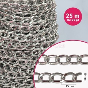 Corrente para bolsa níquel com 25 metros 10x15mm alumínio