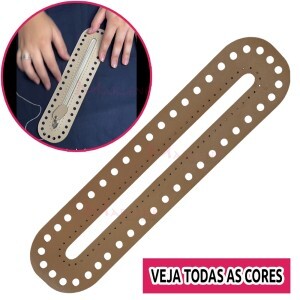  Acessório de corino para zíper em bolsa de crochê com 25x6cm