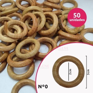 Argola de madeira 20 mm (Tam.0) cerejeira com 50 unidades