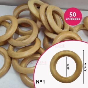 Argola de madeira 30 mm (Tam.1) marfim com 50 unidades