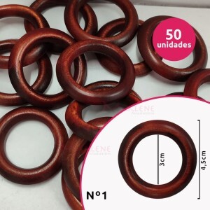 Argola de madeira 30 mm (Tam.1) mogno com 50 unidades