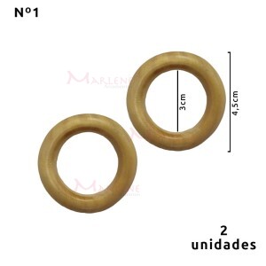 Argola de madeira 30 mm (Tam.1) marfim com 2 unidades