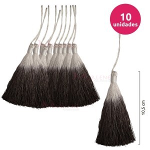 Pingente de seda degradê ou tassel 10,5cm com 10 unidades no pacote