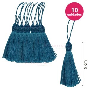 Pingente de seda ou tassel tulipa 9 cm com 10 unidades no pacote