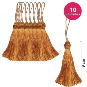 Pingente de seda ou tassel tulipa 9 cm com 10 unidades no pacote