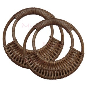Alça rattan para bolsa redonda 16 cm trançada com 1 par