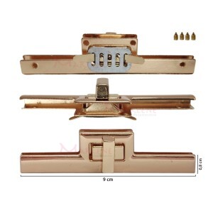 Fecho torniquete para  tampa de bolsa cor ouro 9cm HYSK7005-1 com 1 unidade