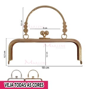 Armação fecho da vovó retangular 18cm com alça HYTS-1